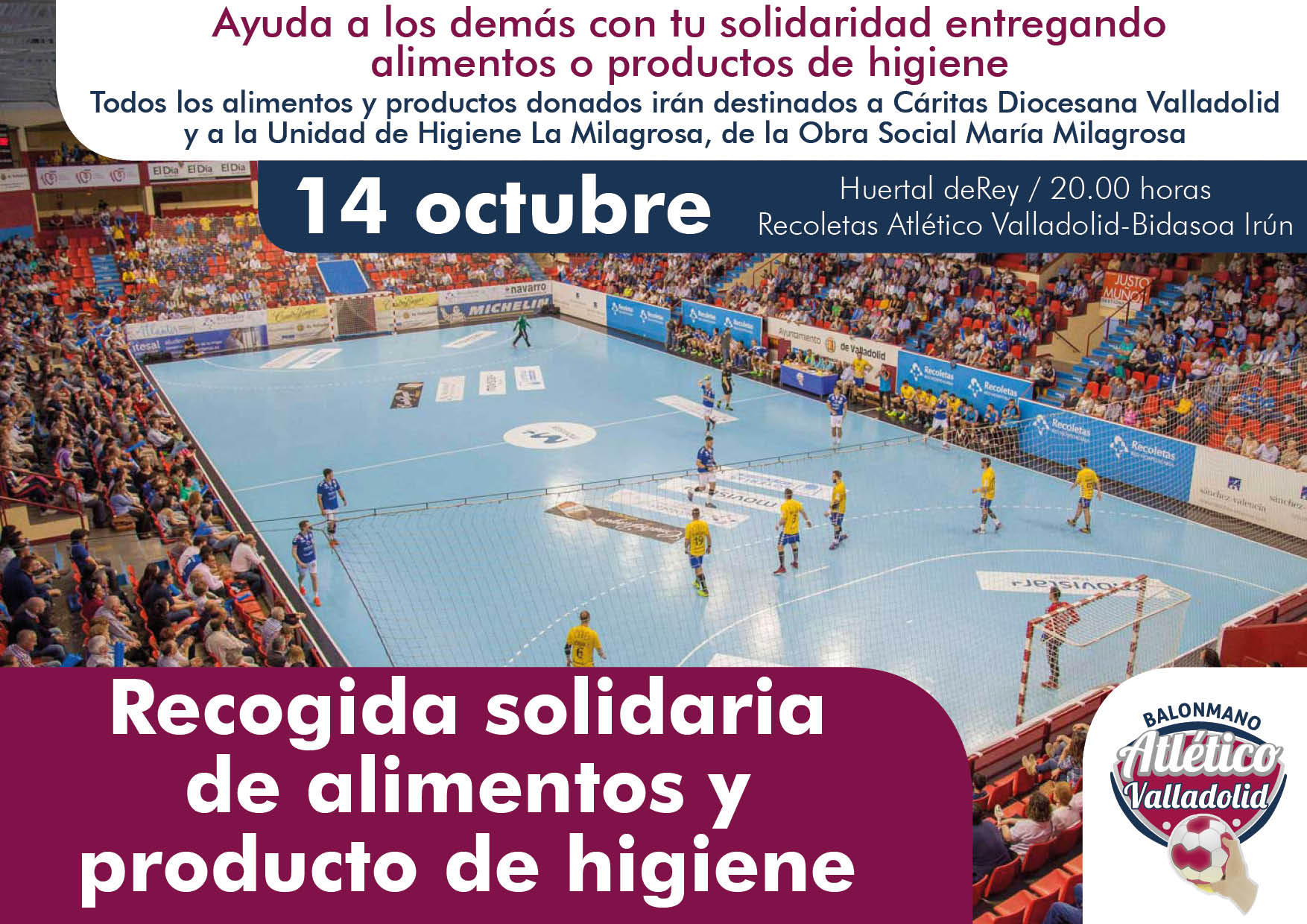 El Atlético Valladolid pide ayuda a sus aficionados para una recogida solidaria de alimentos y productos de higiene